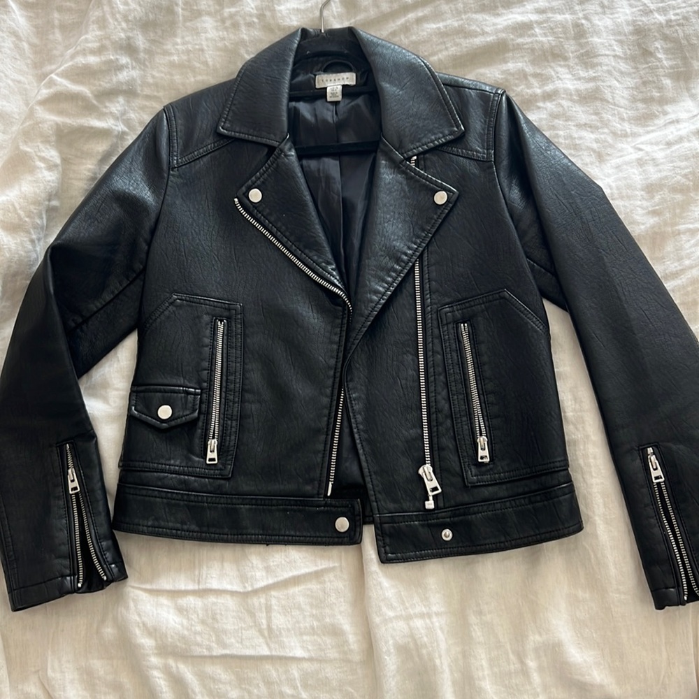 TopShop Faux leather moto jacket size 6